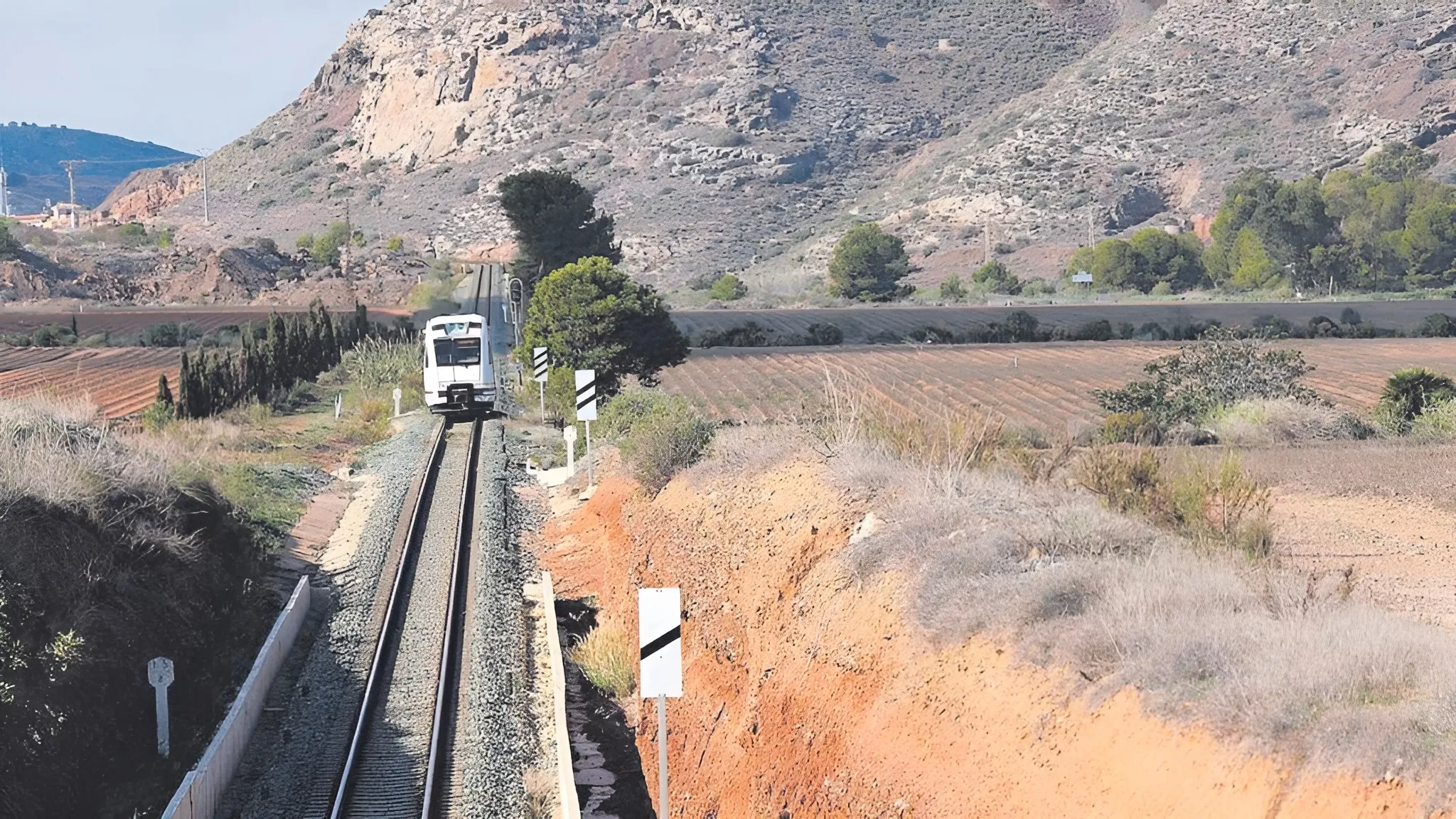 Un tren en Cartagena ha chocado con una grúa dejando heridos leves