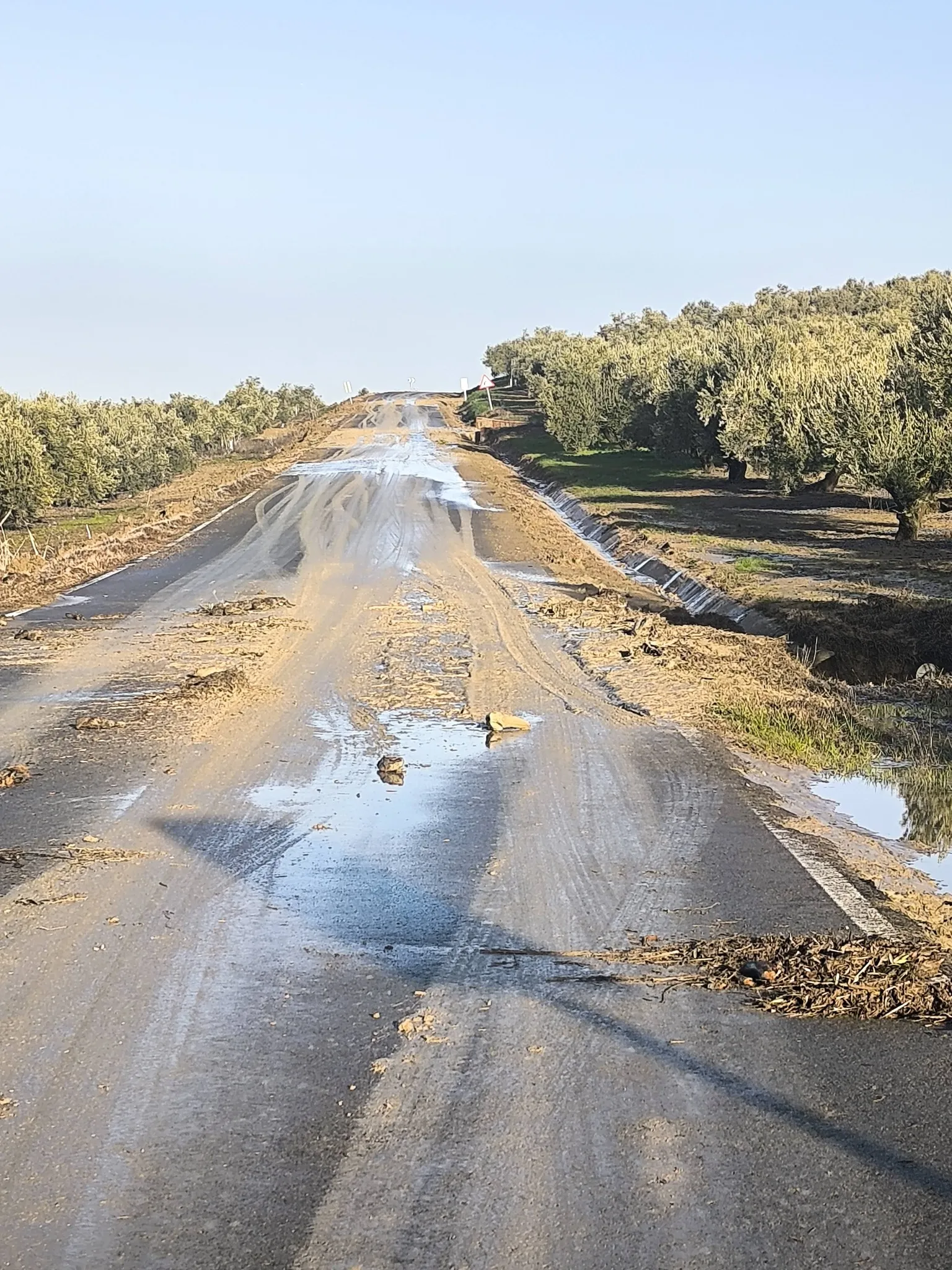 Estado de la carretera tras las lluvias cerca de Pedro Abad