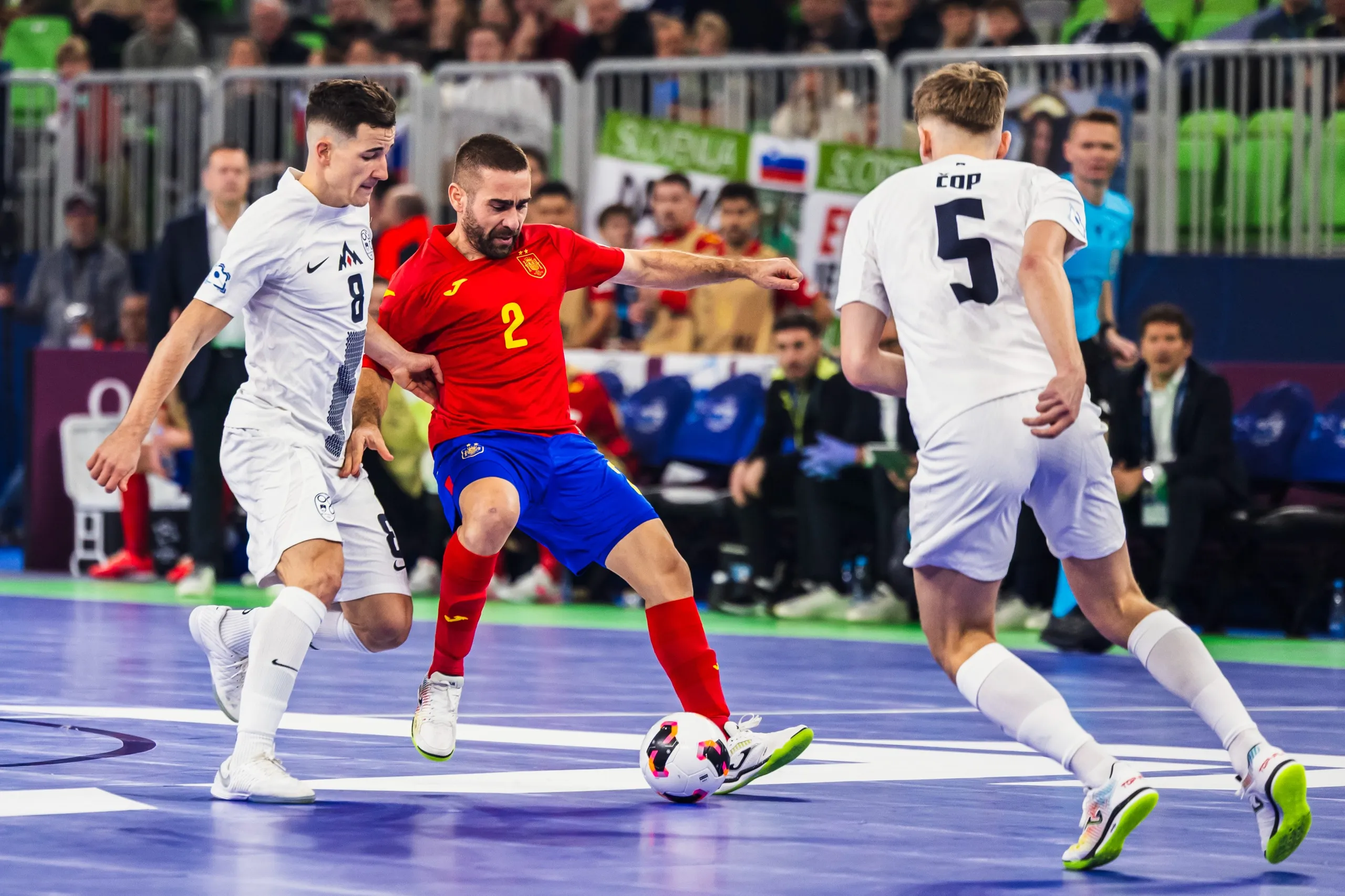 Cecilio Morales durante el partido contra Eslovenia en la presente eurocopa. Foto: Selección Española de Fútbol Sala