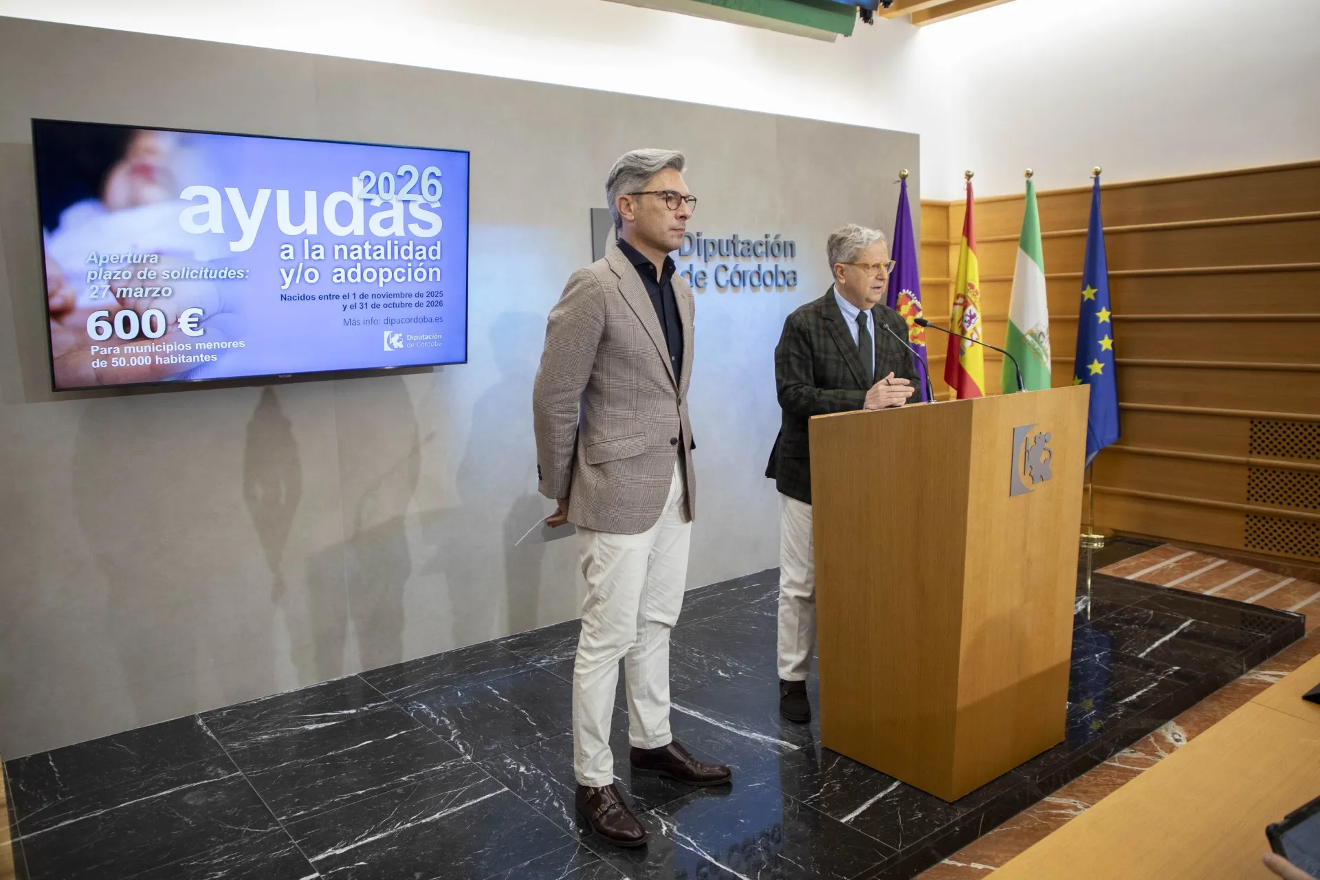 La Diputación de Córdoba abre la tercera convocatoria de Ayudas a la Natalidad y Adopción, con 600 euros por hijo nacido o adoptado.