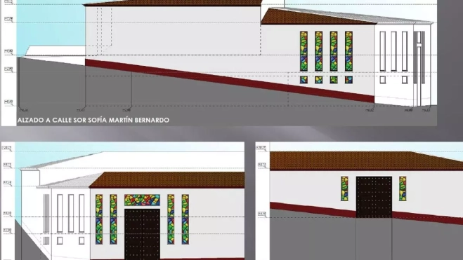 Imágenes de alzado de las fachadas del futuro espacio cultural de Montoro que albergará los pasos de las hermandades del municipio. Imagen: Ayto. Montoro