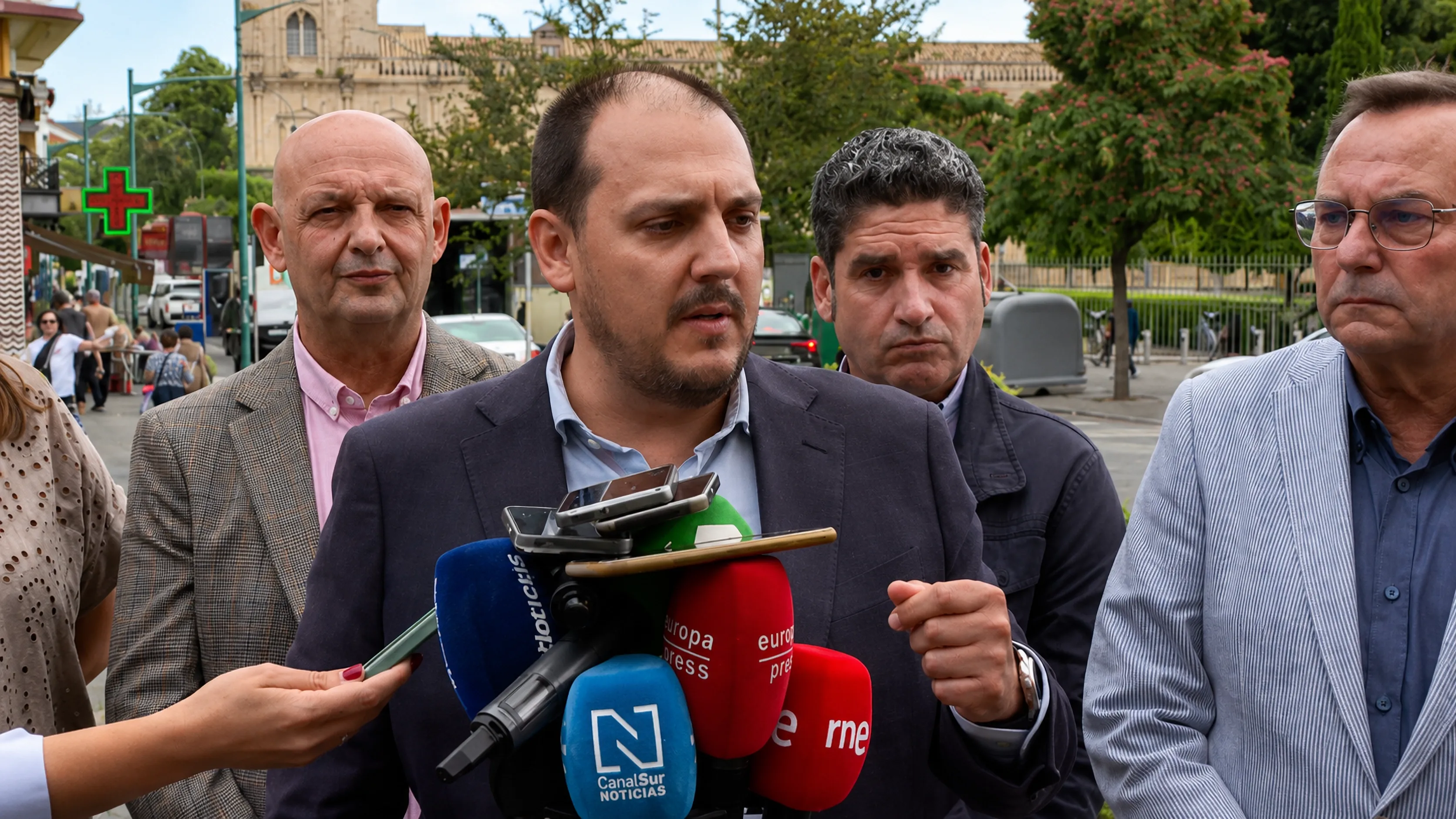 Rafael Ángel Moreno, alcalde de Adamuz, durante su comparecencia frente al Parlamento andaluz para denunciar retrasos en la llegada de medios de emergencia tras el accidente ferroviario.