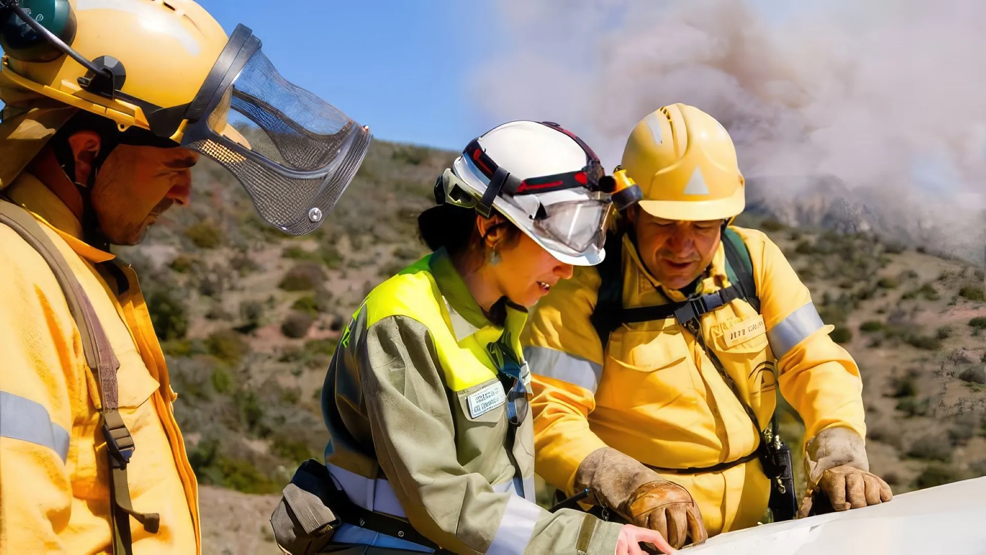 Coordinación de efectivos ante un incendio. FOTO: Junta Andalucía