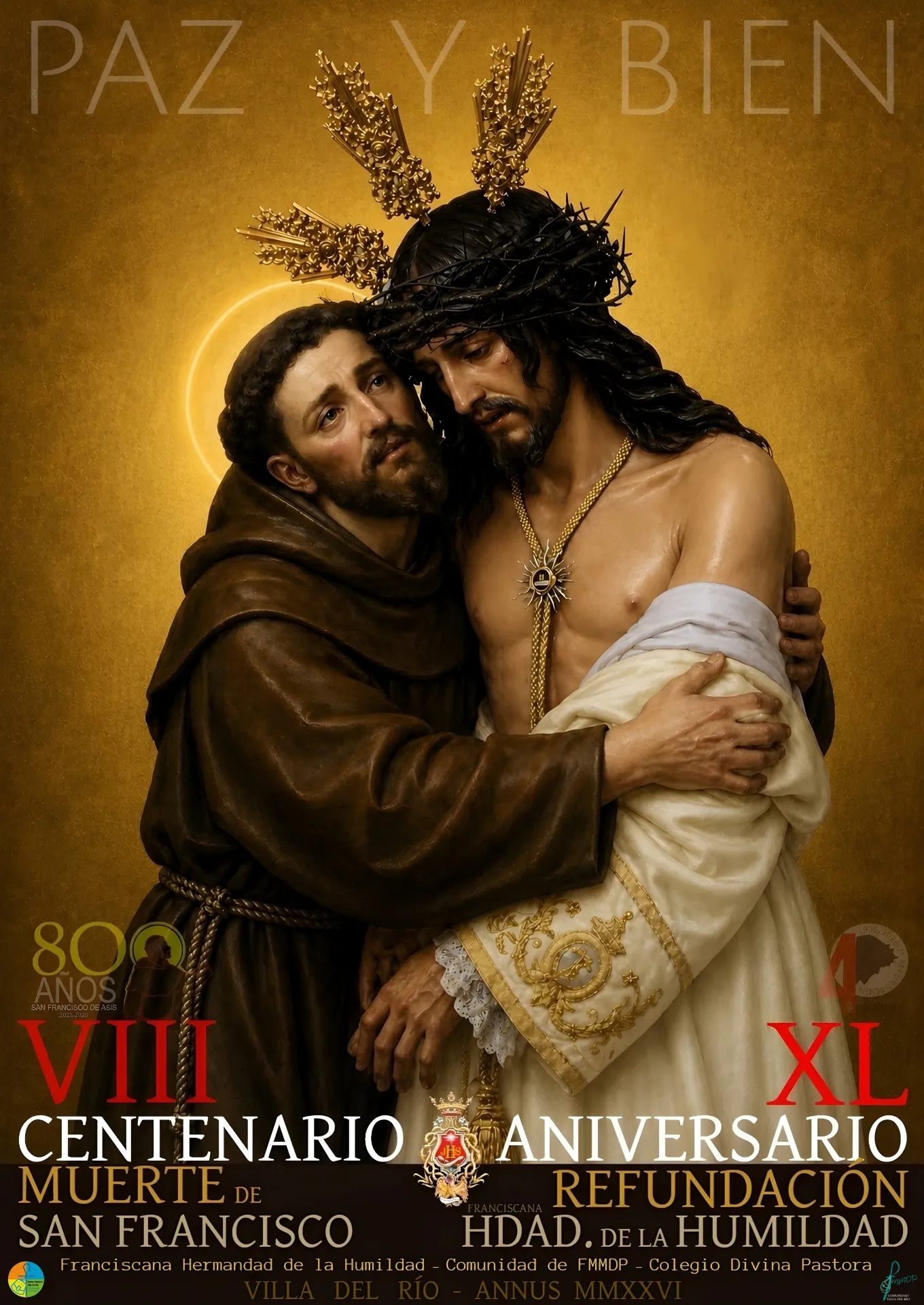 Cartel del VIII Centenario de San Francisco y del 40 aniversario de la Hermandad de la Humildad.