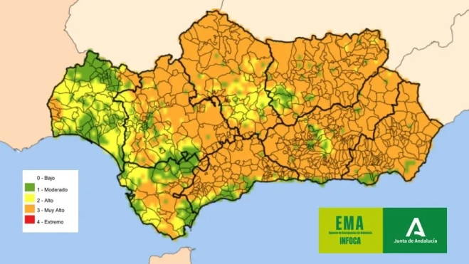 La comarca del Alto Guadalquivir se encuentra riesgo muy alto de incendio. Foto: INFOCA