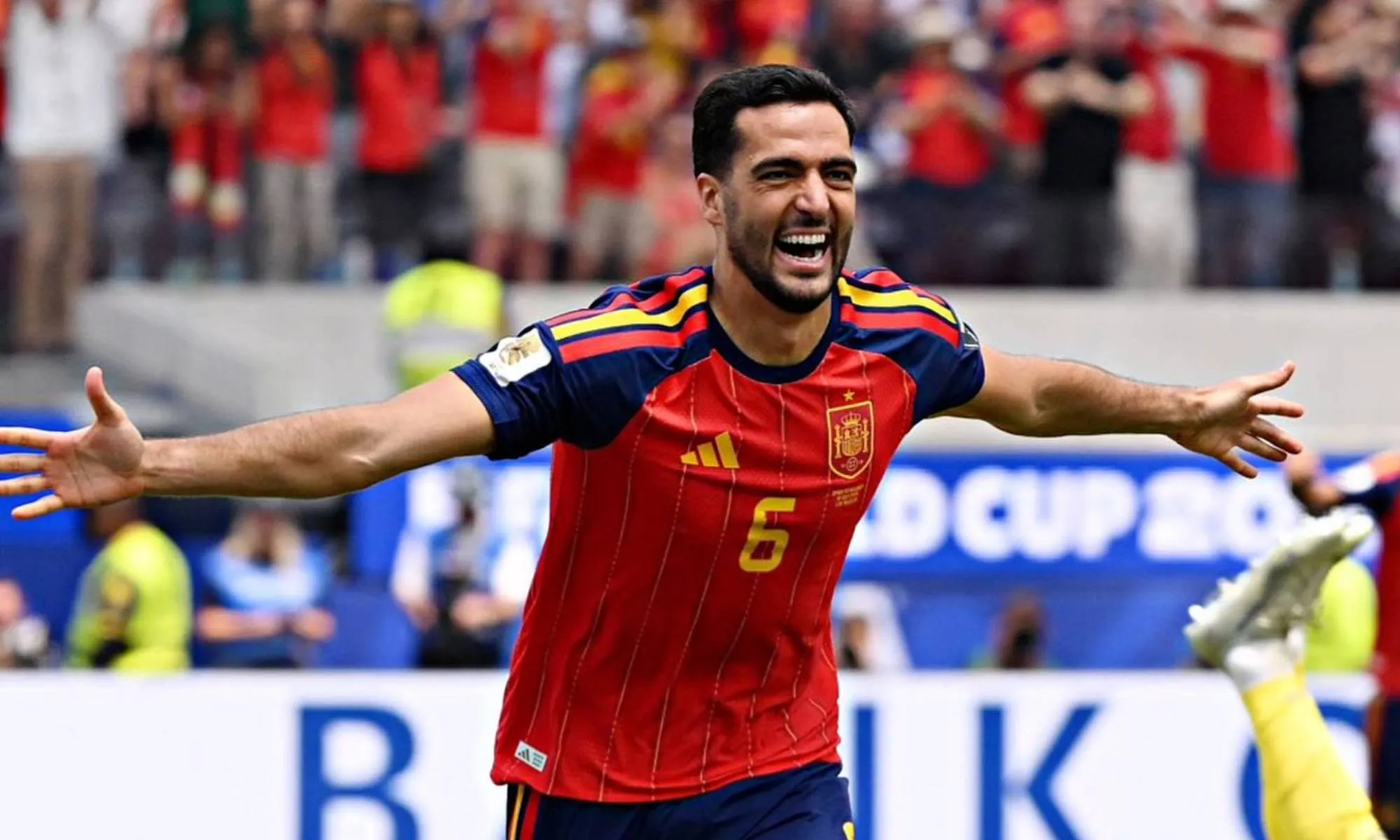 Mikel Merino celebra el gol de la victoria de España. Foto: Reuters