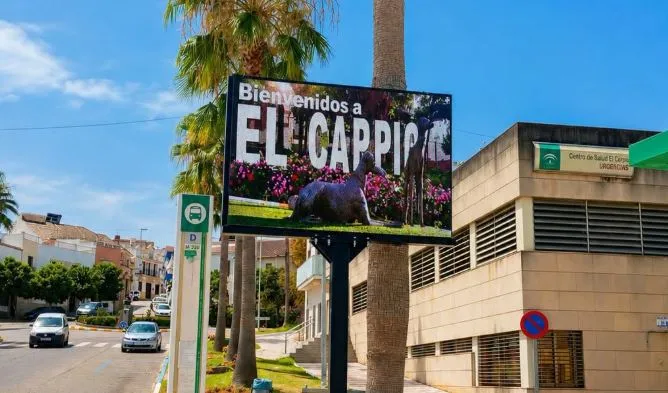 Nuevo sistema de difusión informativa instalado en la Plaza de la Constitución. Foto: Ayuntamiento de El Carpio