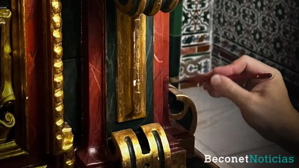 Labores de restauración y conservación del sarcófago.