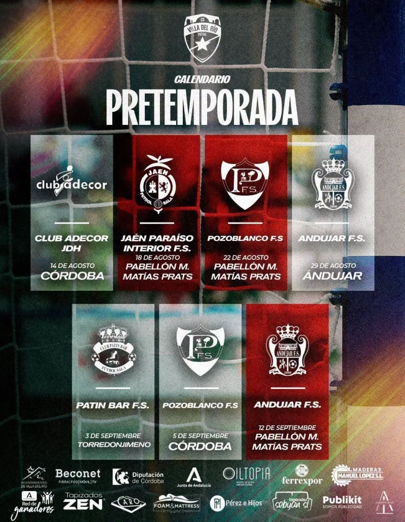 Calendario de pretemporada del Villa del Río Futsal.