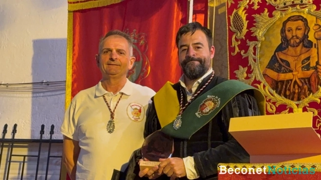 Cristino Pedrosa junto al pregonero Juanjo Armijo Cristino Pedrosa junto al pregonero Juanjo Armijo
