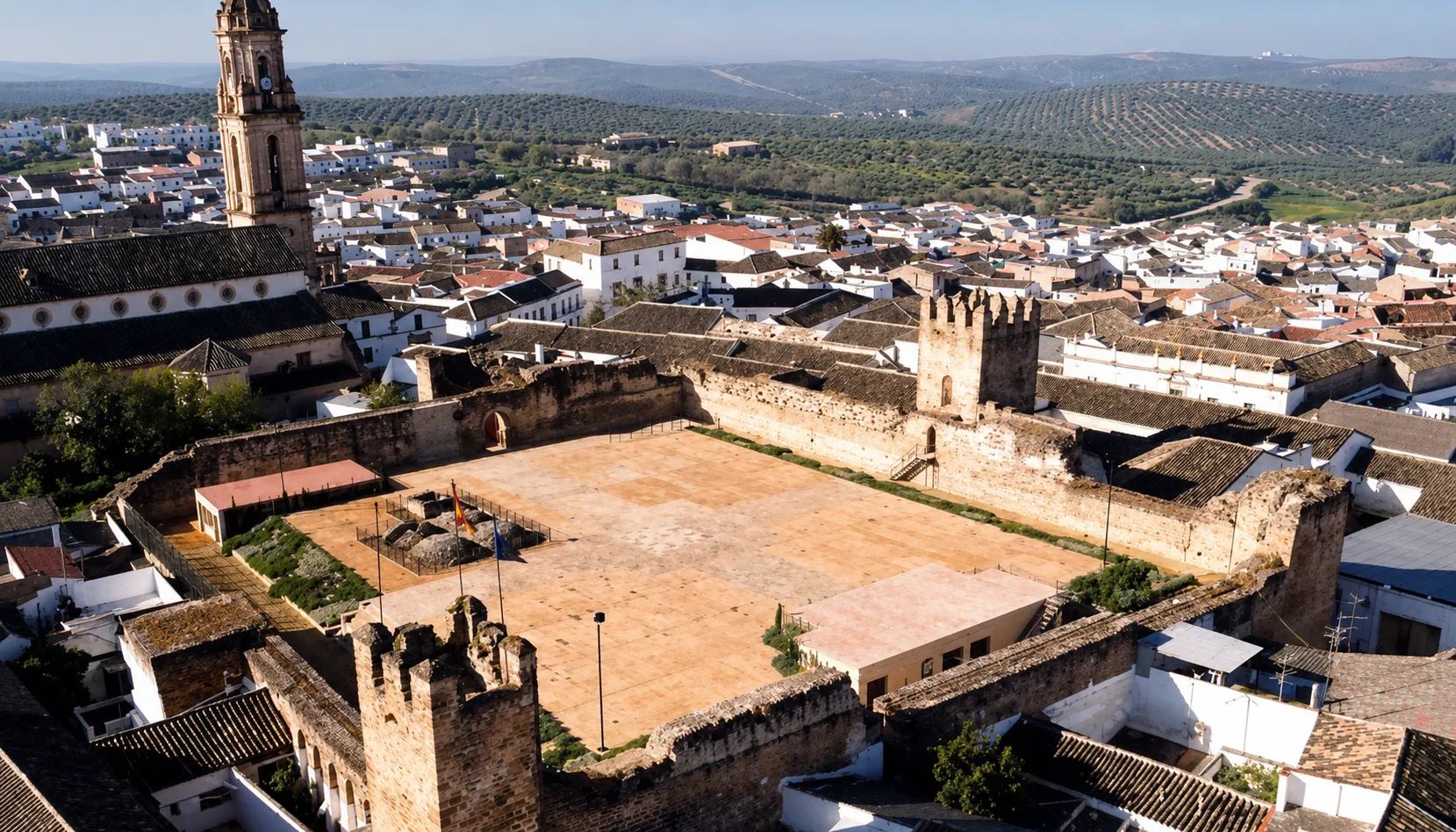 Patio de Armas del Castillo-Alcazaba de Bujalance. Foto: Junta de Andalucía. Imagen mejorada con IA Patio de Armas del Castillo-Alcazaba de Bujalance. Foto: Junta de Andalucía. Imagen mejorada con IA