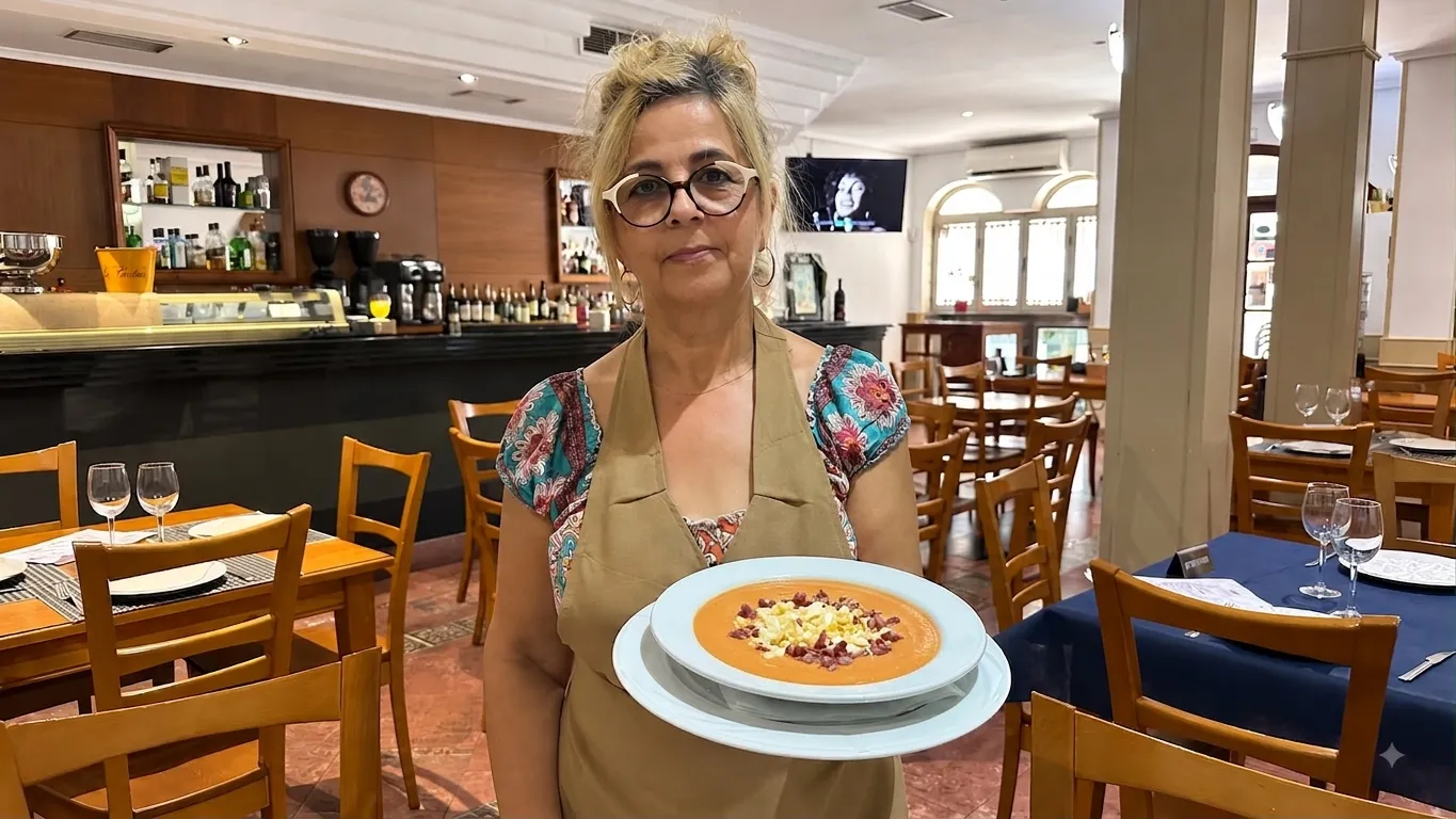 Isabel García Castro lleva años preparando este típico plato cordobés en la cocina de Café Barroco en Pedro Abad.