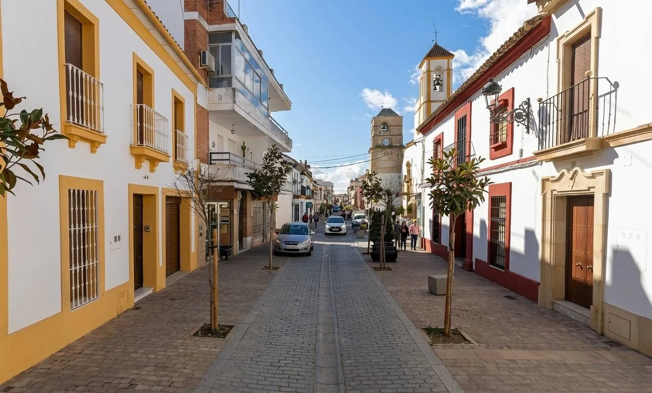 Calle Alcolea, donde se instalará la nueva señalización en Villafranca. Foto: Google