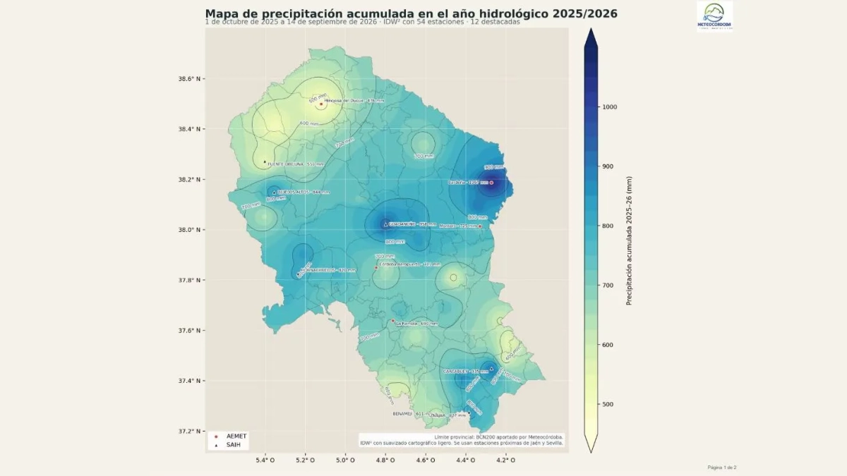 Mapa elaborado por Meteo Córdoba. Mapa elaborado por Meteo Córdoba.