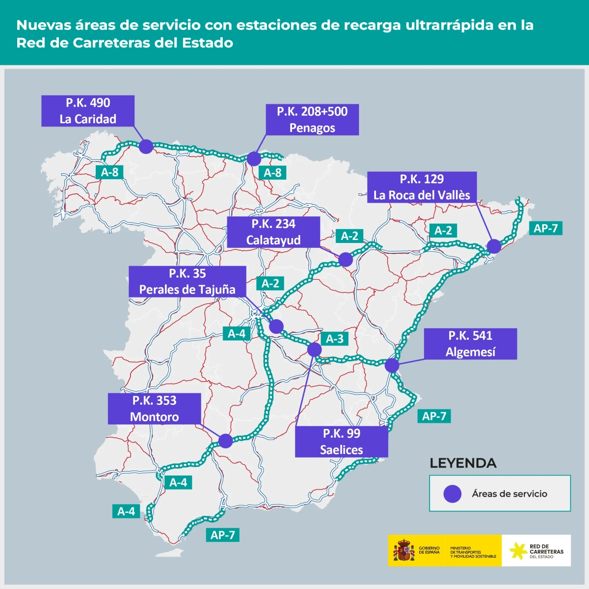Nuevas área de servicio previstas. Nuevas área de servicio previstas.