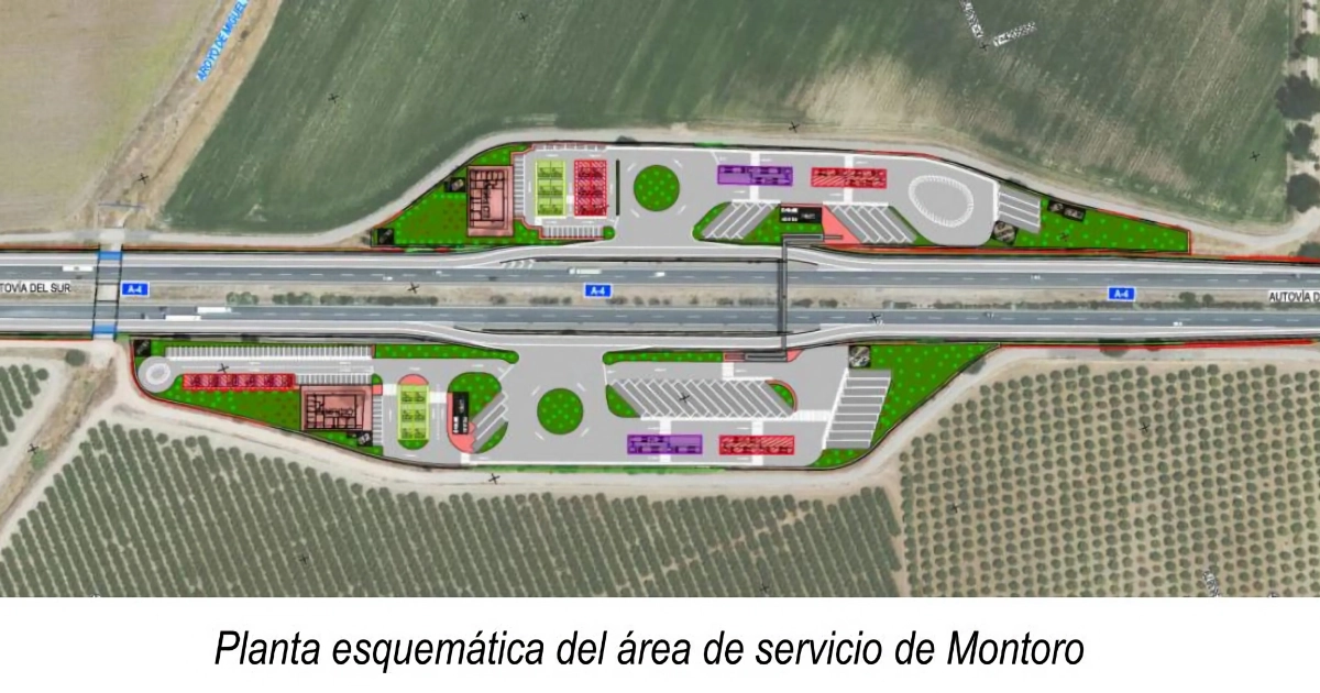 Planta esquemática del área de servicio de Montoro. Planta esquemática del área de servicio de Montoro.