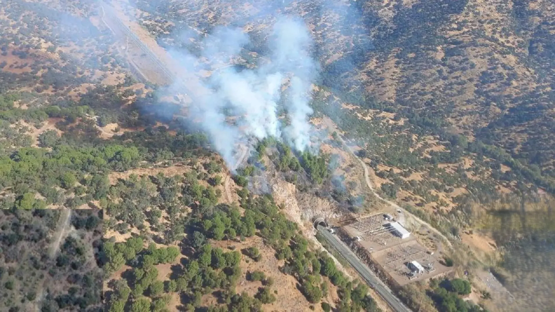 Incendio forestal producido en Montoro este domingo. Foto: Plan Infoca