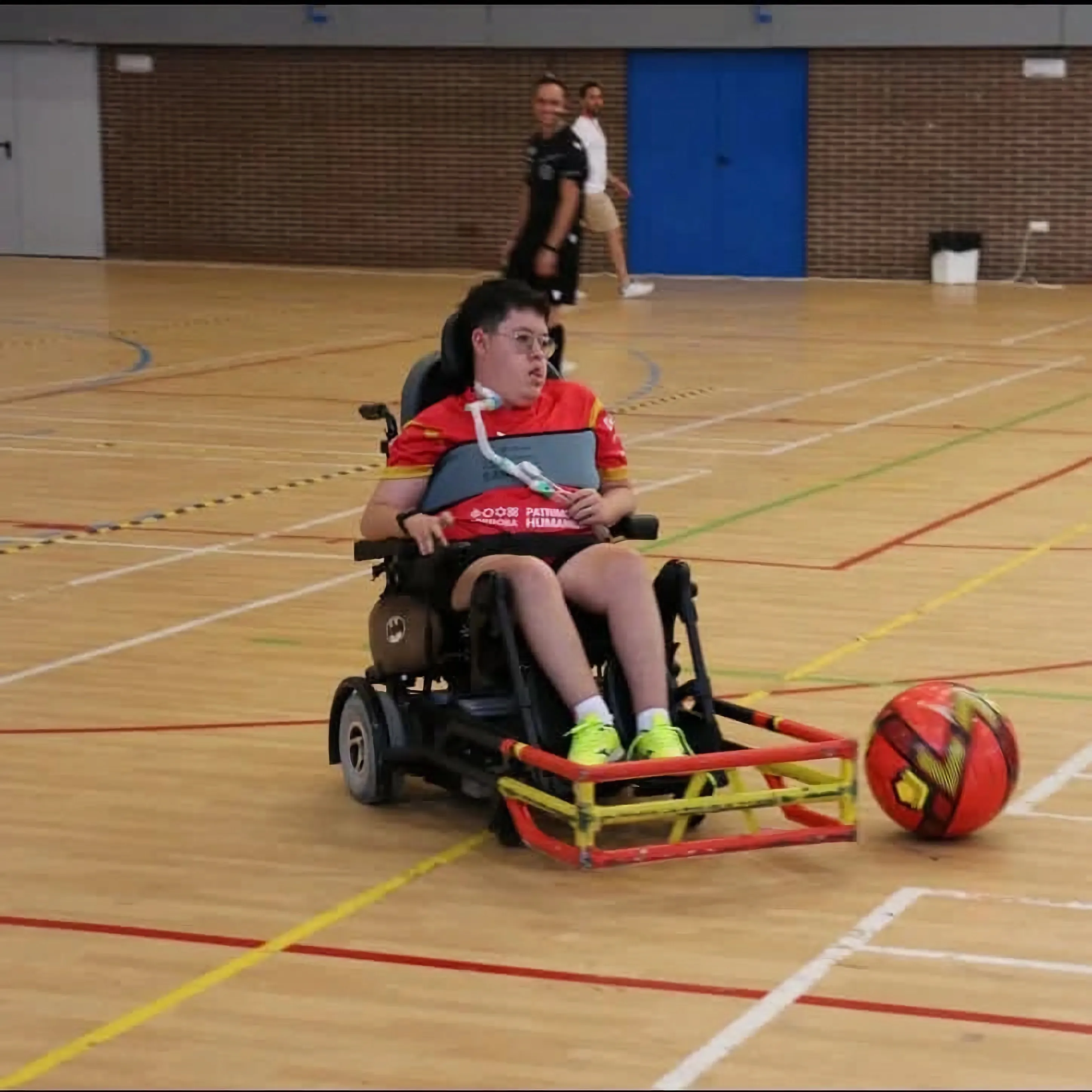 Aaron Torralbo durante un entrenamiento en la modalidad de Powerchair