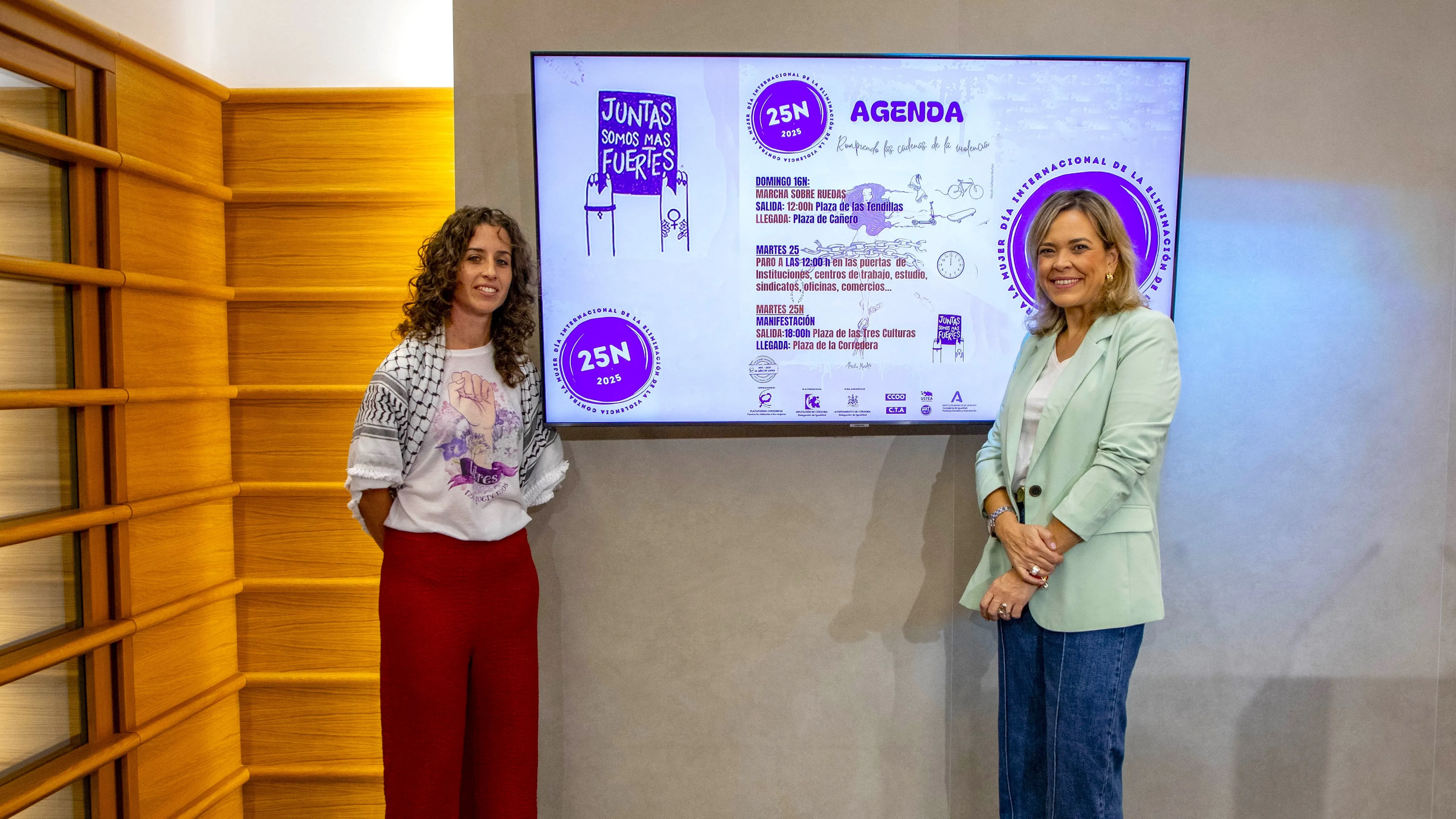 Auxiliadora Moreno y Elena Vega presentan las actividades del 25N, uniendo ciudadanía y compromiso social. Foto: Diputación de Córdoba