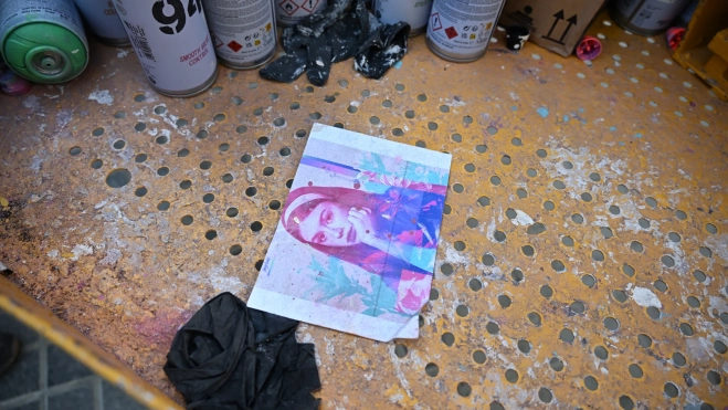 El boceto guía del autor que usó la técnica del "doddle" para componer la obra. Foto Ayuntamiento Villa del Río.