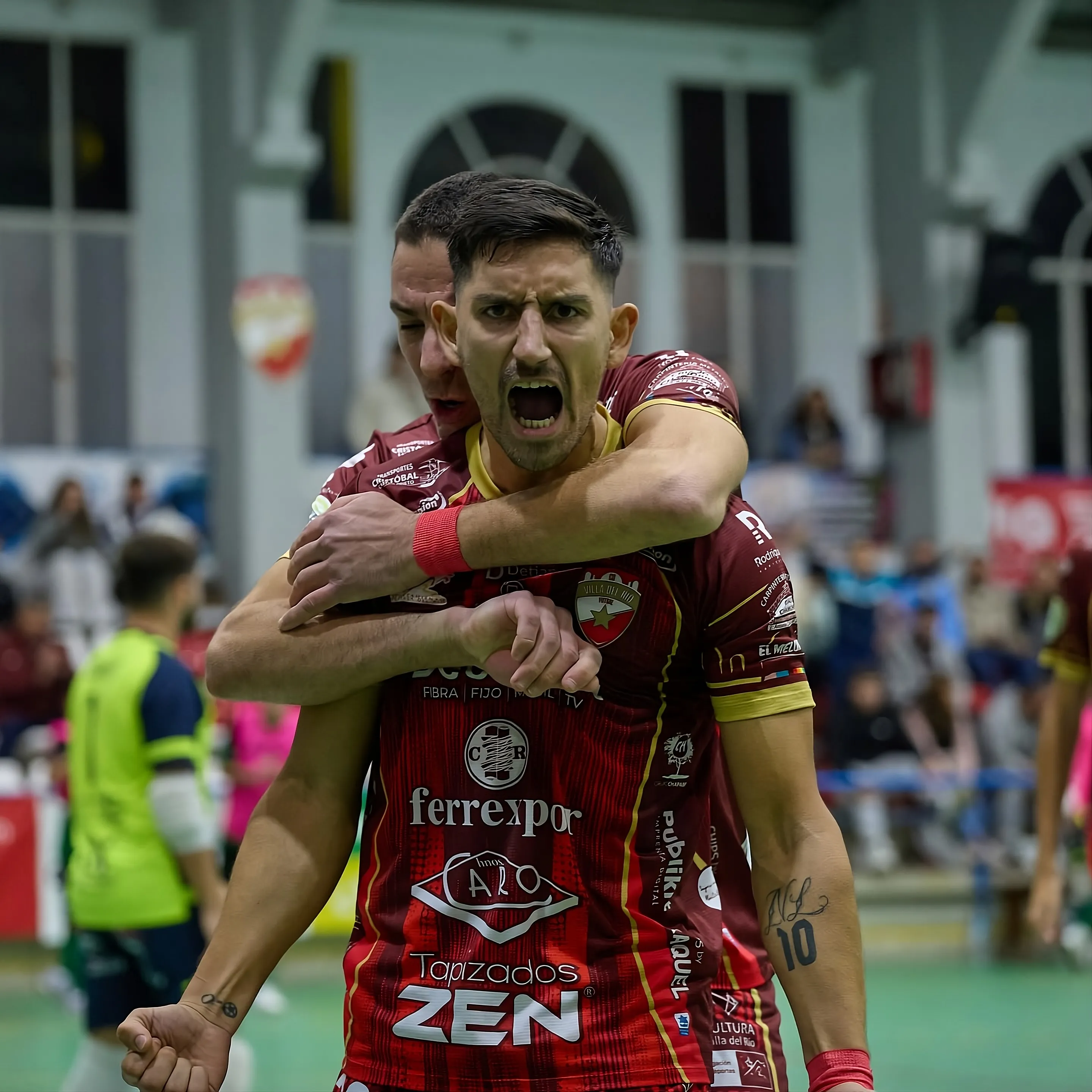 Nico Lozano, jugador del Villa del Río Futsal, celebrando un gol. Foto: Andrés Tena