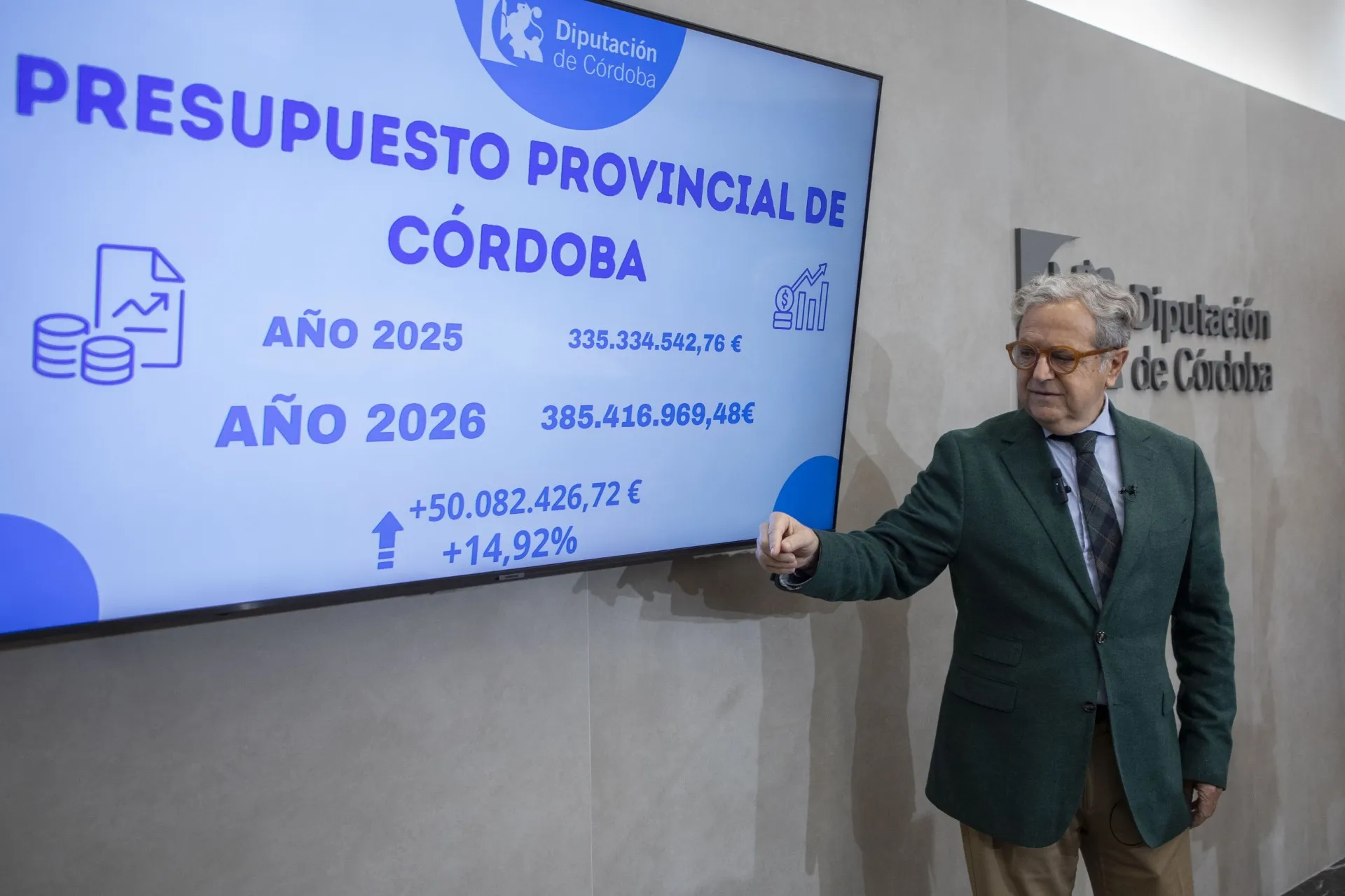 El presidente de la Diputación de Córdoba, Salvador Fuentes, durante la presentación del proyecto de Presupuestos 2026. Foto: Diputación de Córdoba